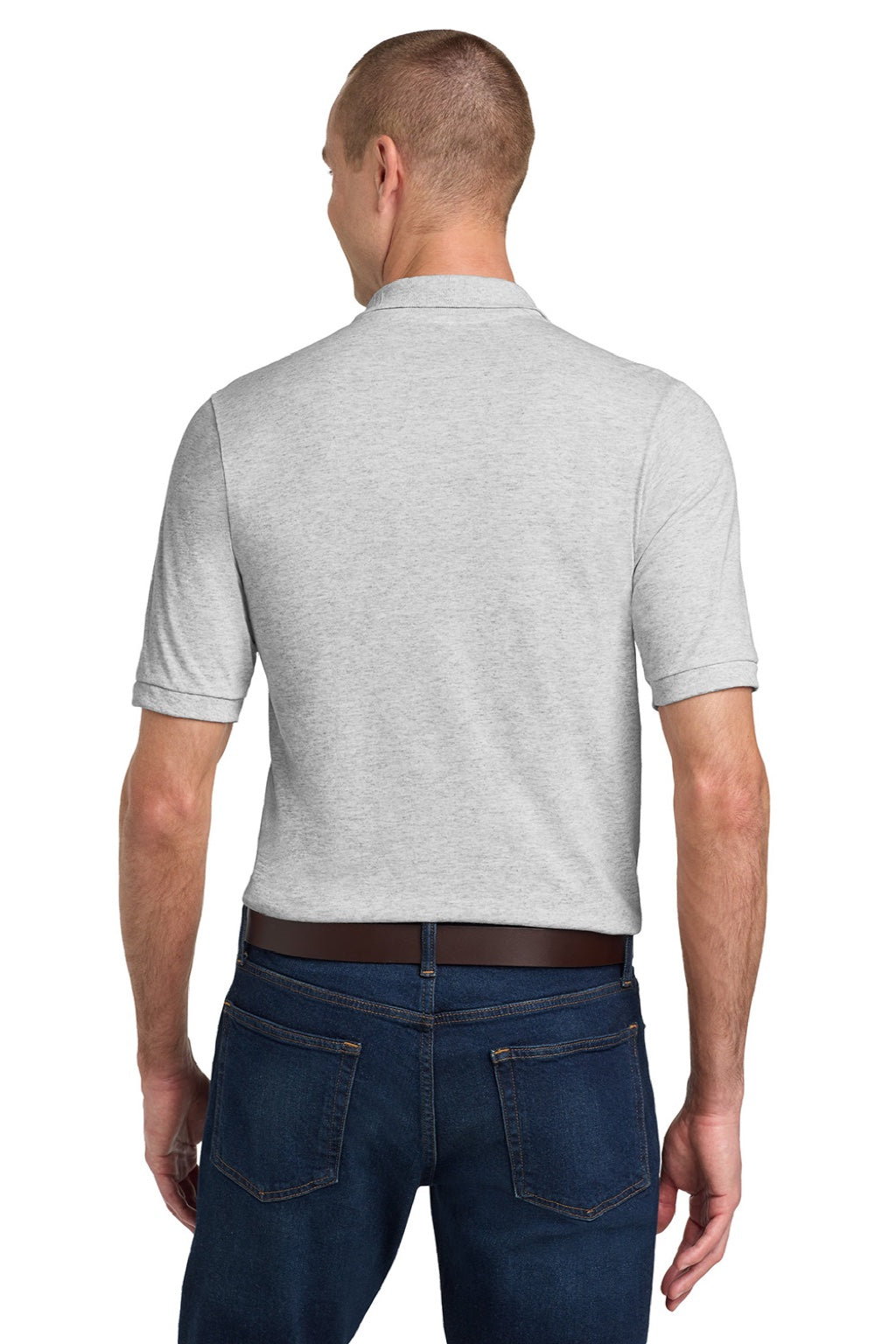 Jerzees 437M/437MSR Mens SpotShield Stain Resistant Short Sleeve Polo Shirt Ash Grey Model Back