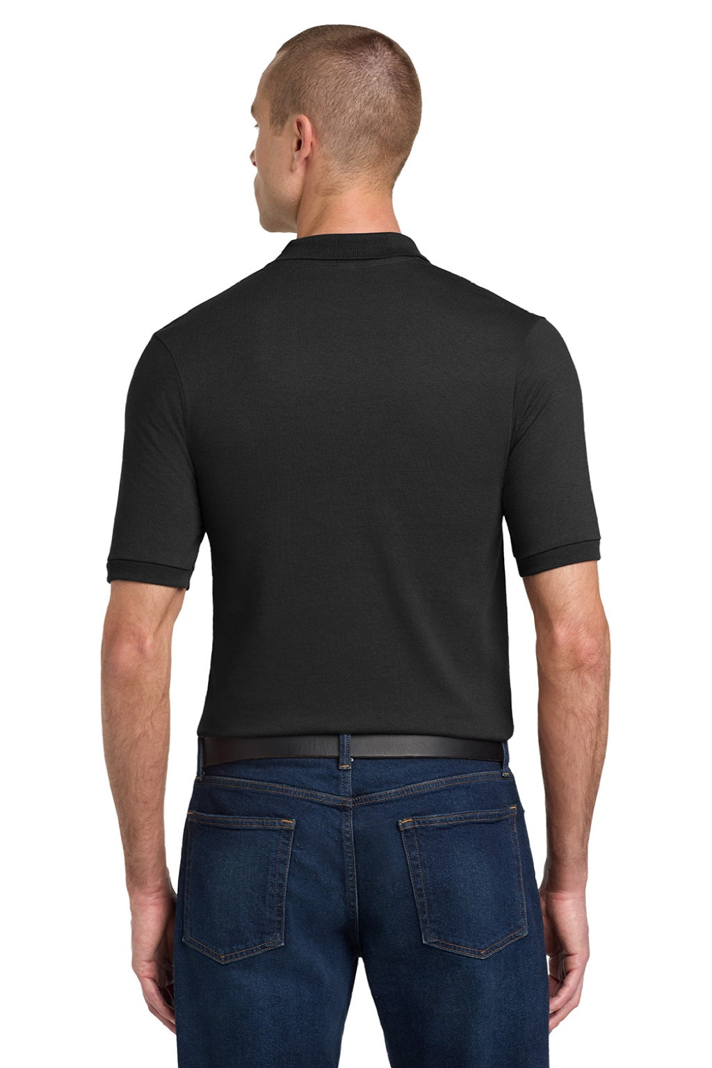 Jerzees 437M/437MSR Mens SpotShield Stain Resistant Short Sleeve Polo Shirt Black Model Back