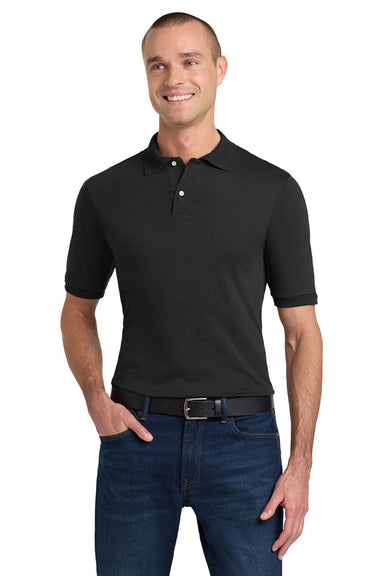 Jerzees 437M/437MSR Mens SpotShield Stain Resistant Short Sleeve Polo Shirt Black Model Front