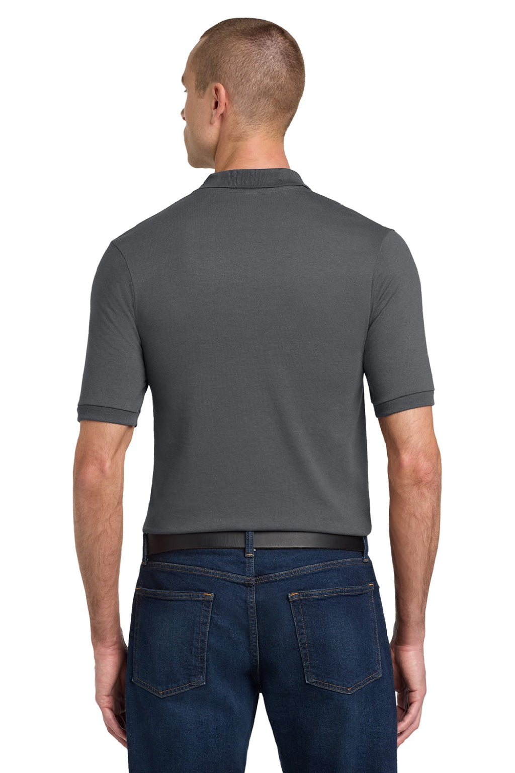 Jerzees 437M/437MSR Mens SpotShield Stain Resistant Short Sleeve Polo Shirt Charcoal Grey Model Back