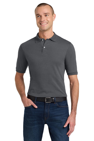Jerzees 437M/437MSR Mens SpotShield Stain Resistant Short Sleeve Polo Shirt Charcoal Grey Model Front