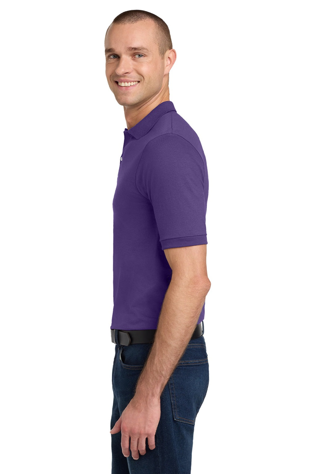 Jerzees 437M/437MSR Mens SpotShield Stain Resistant Short Sleeve Polo Shirt Deep Purple Model Side