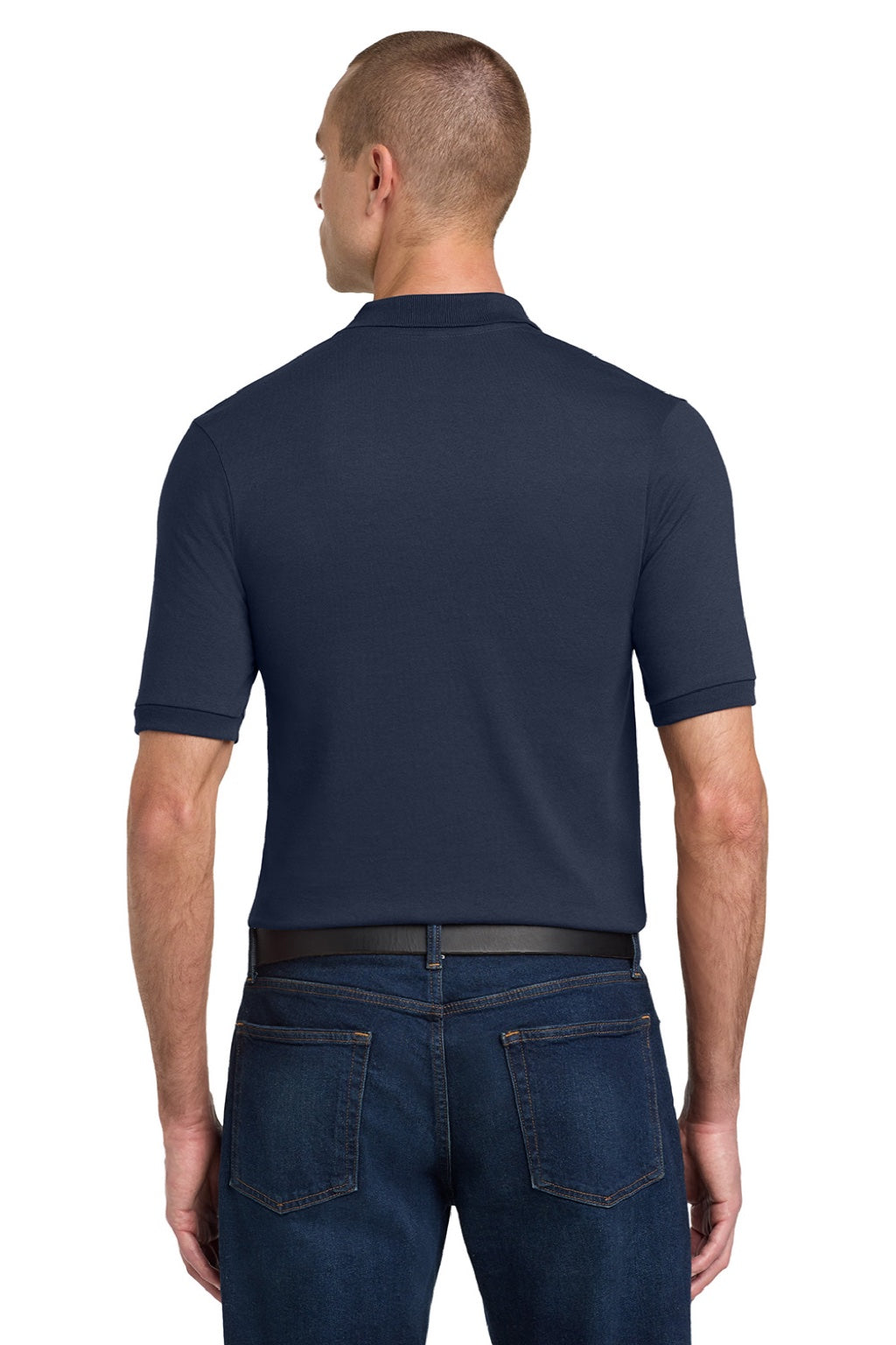 Jerzees 437M/437MSR Mens SpotShield Stain Resistant Short Sleeve Polo Shirt Navy Blue Model Back