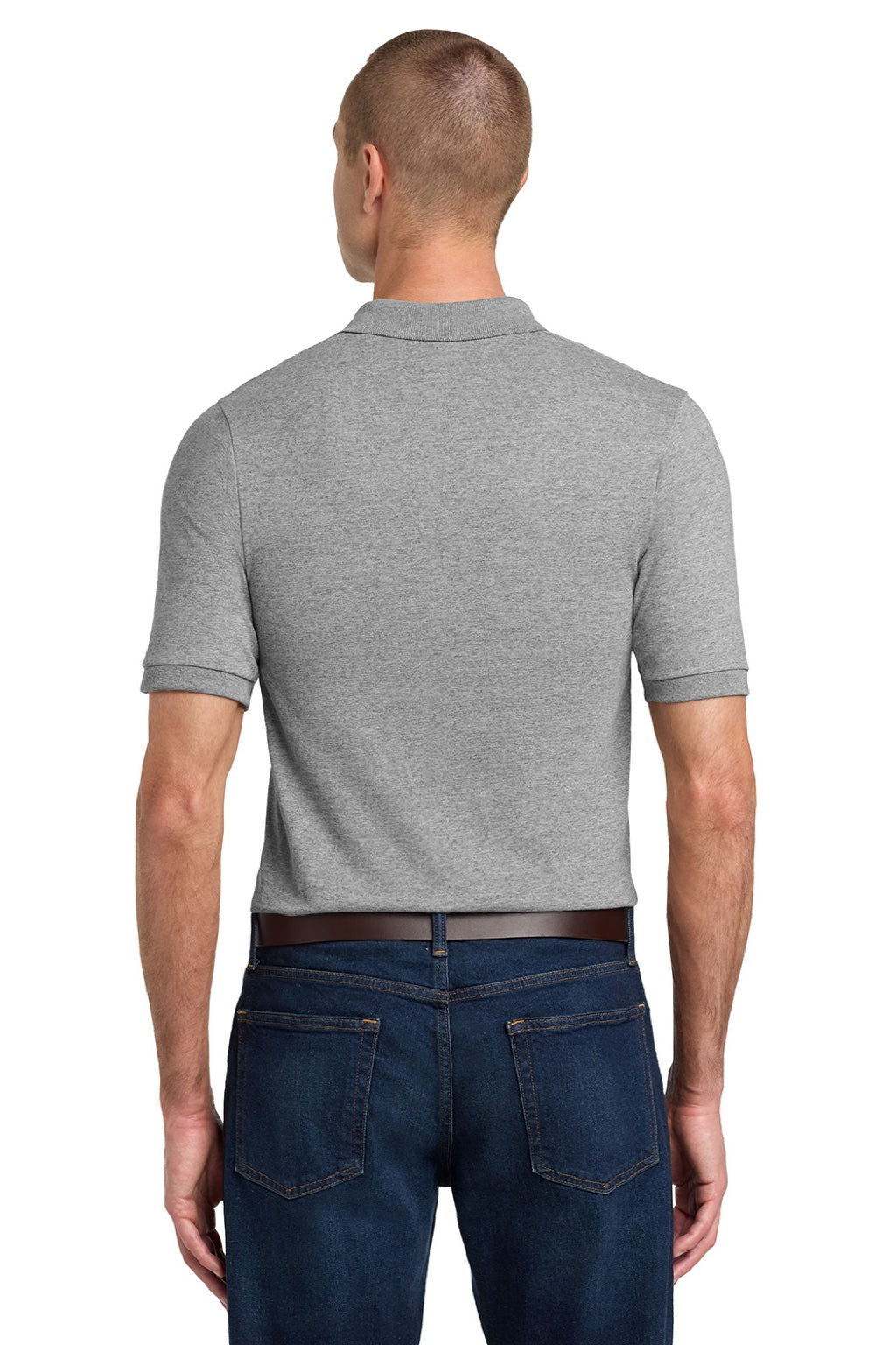 Jerzees 437M/437MSR Mens SpotShield Stain Resistant Short Sleeve Polo Shirt Oxford Grey Model Back