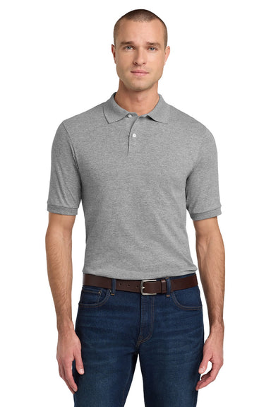 Jerzees 437M/437MSR Mens SpotShield Stain Resistant Short Sleeve Polo Shirt Oxford Grey Model Front