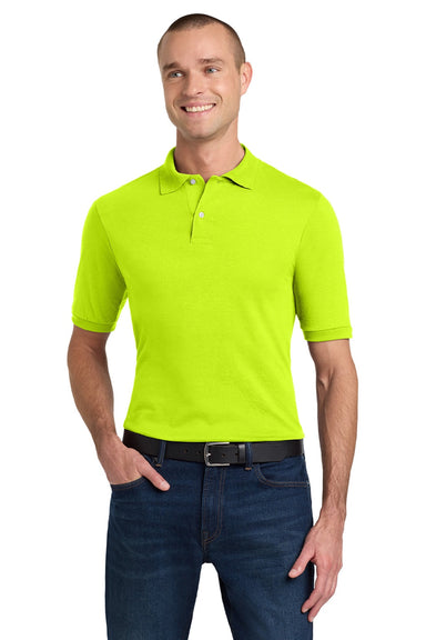 Jerzees 437M/437MSR Mens SpotShield Stain Resistant Short Sleeve Polo Shirt Safety Green Model Front