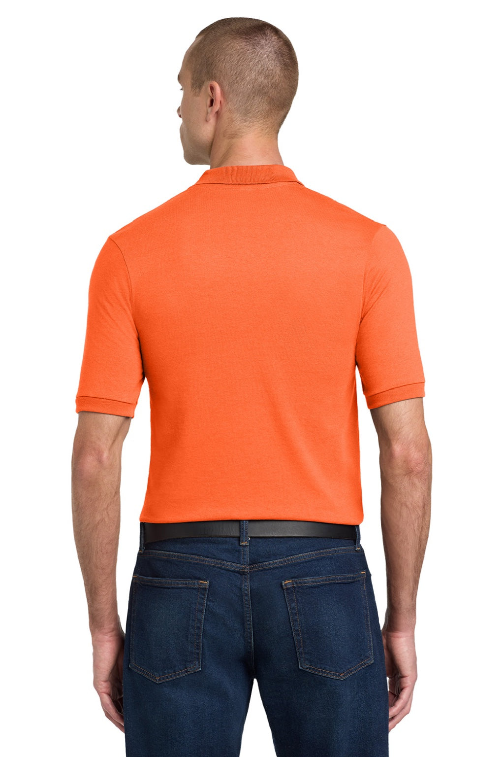 Jerzees 437M/437MSR Mens SpotShield Stain Resistant Short Sleeve Polo Shirt Safety Orange Model Back