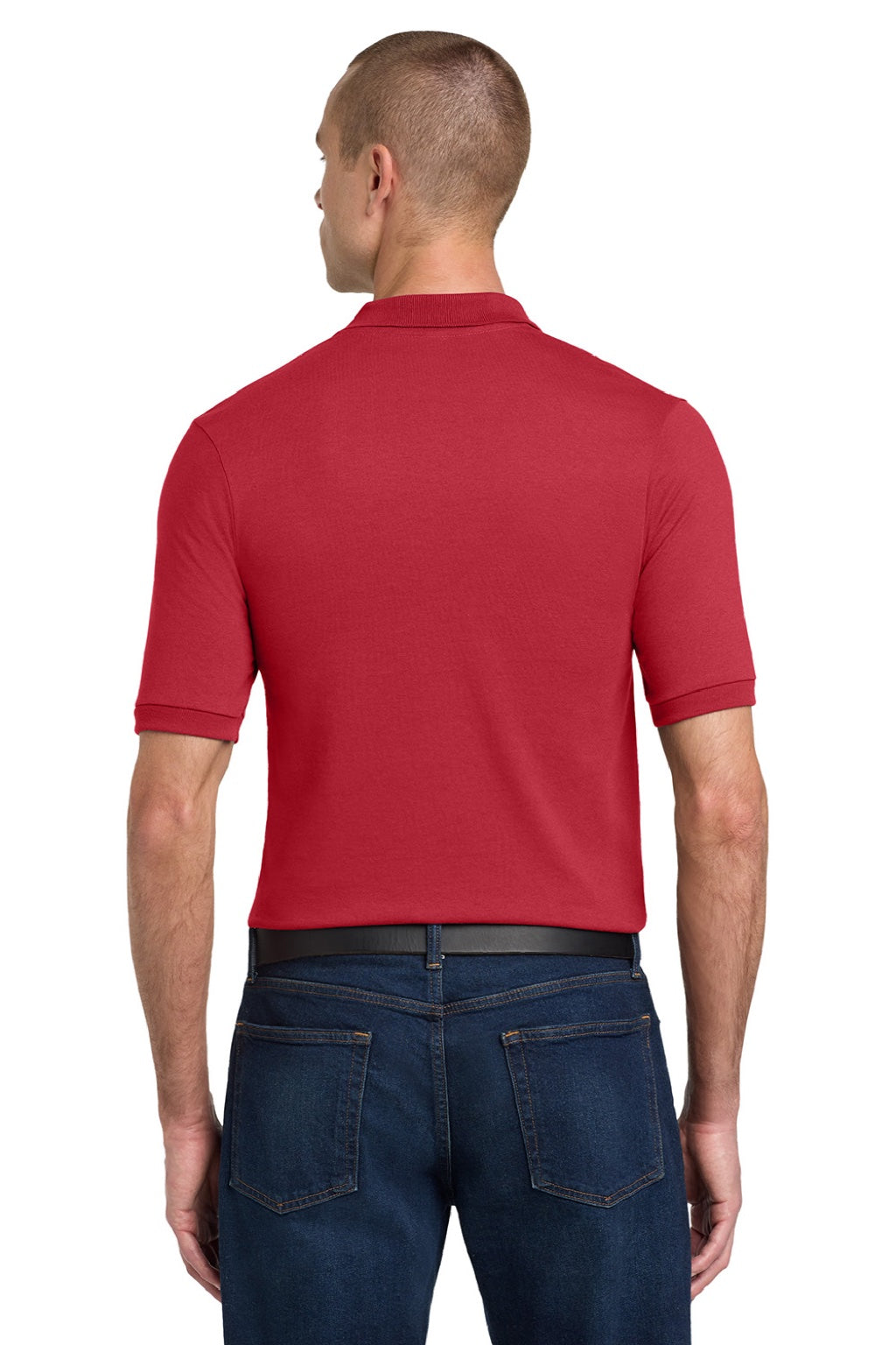 Jerzees 437M/437MSR Mens SpotShield Stain Resistant Short Sleeve Polo Shirt True Red Model Back