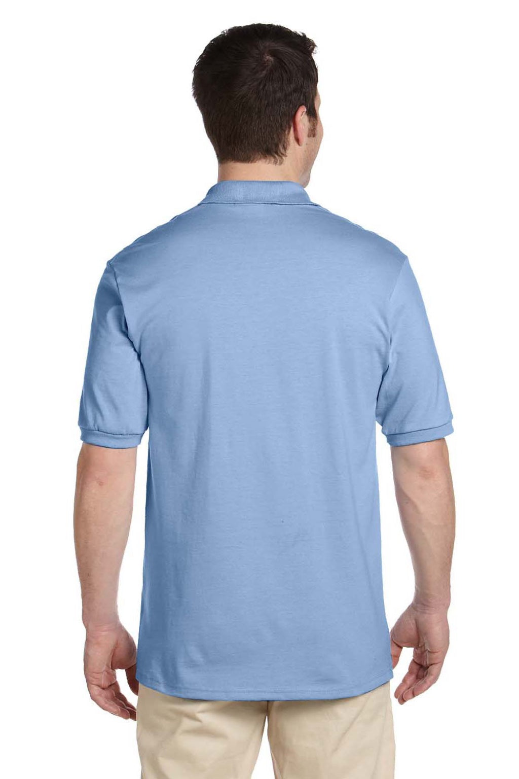 Jerzees 437M/437MSR Mens SpotShield Stain Resistant Short Sleeve Polo Shirt Light Blue Model Back