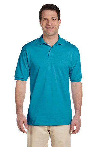 Jerzees 437M/437MSR Mens SpotShield Stain Resistant Short Sleeve Polo Shirt California Blue Model Front