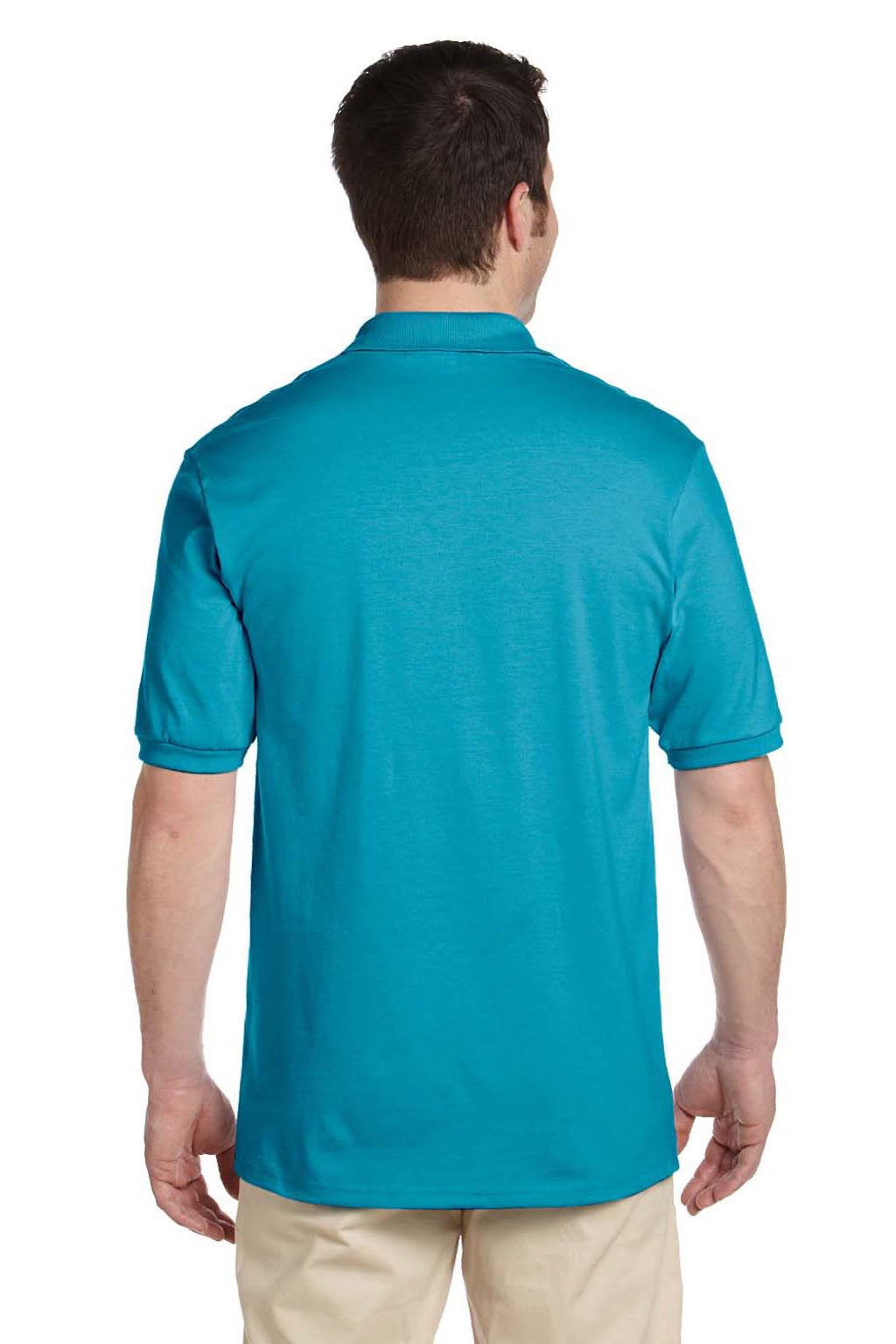 Jerzees 437M/437MSR Mens SpotShield Stain Resistant Short Sleeve Polo Shirt California Blue Model Back