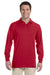 Jerzees 437LR Mens SpotShield Stain Resistant Long Sleeve Polo Shirt True Red Model Front