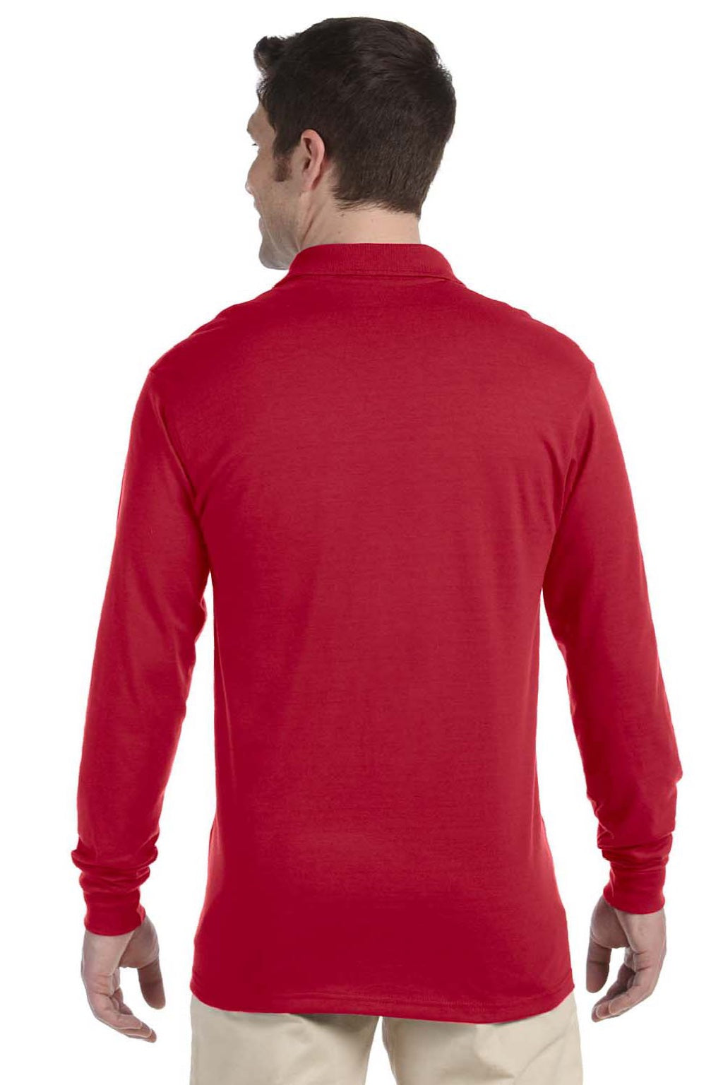 Jerzees 437LR Mens SpotShield Stain Resistant Long Sleeve Polo Shirt True Red Model Back