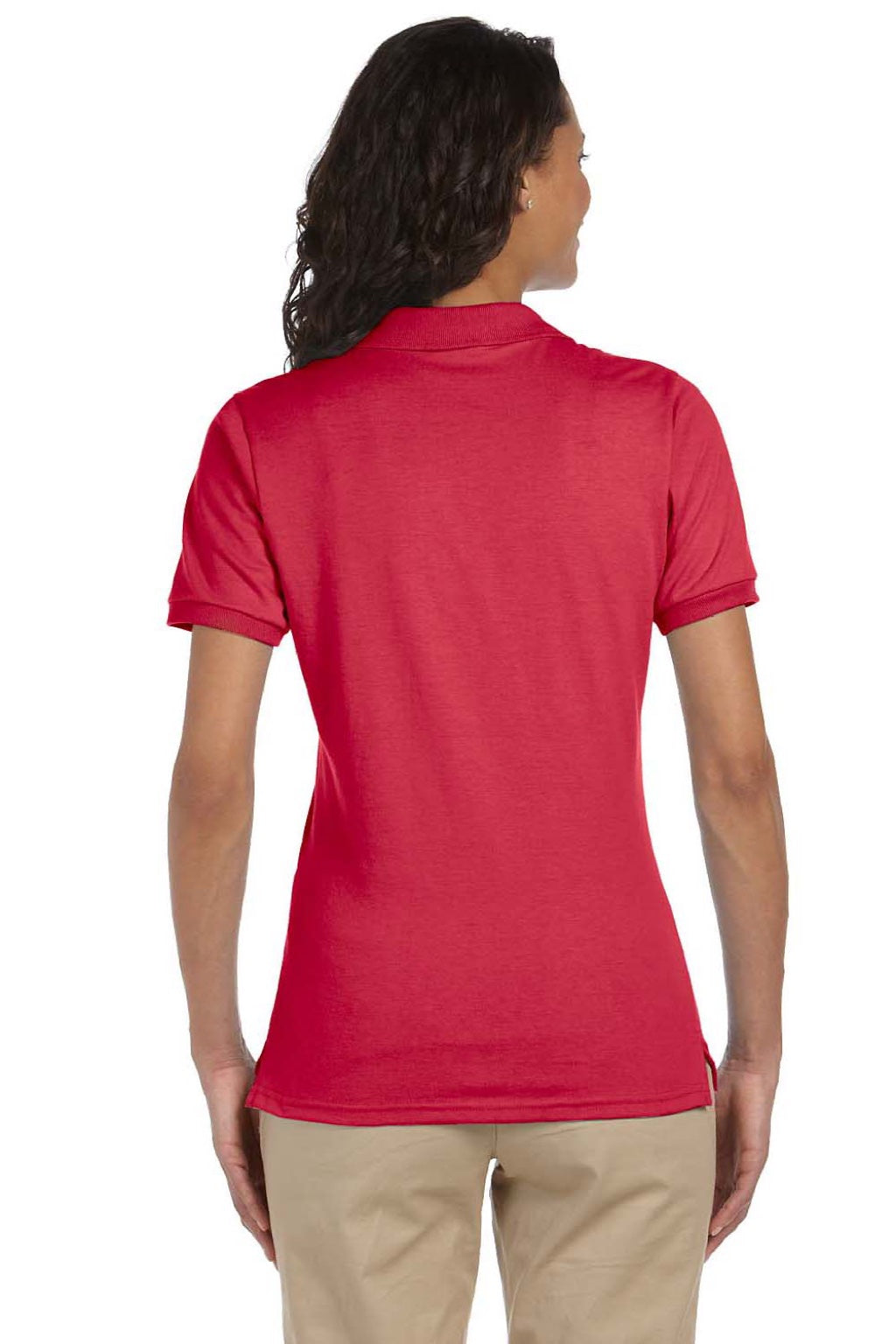 Jerzees 437WR Womens SpotShield Stain Resistant Short Sleeve Polo Shirt True Red Model Back