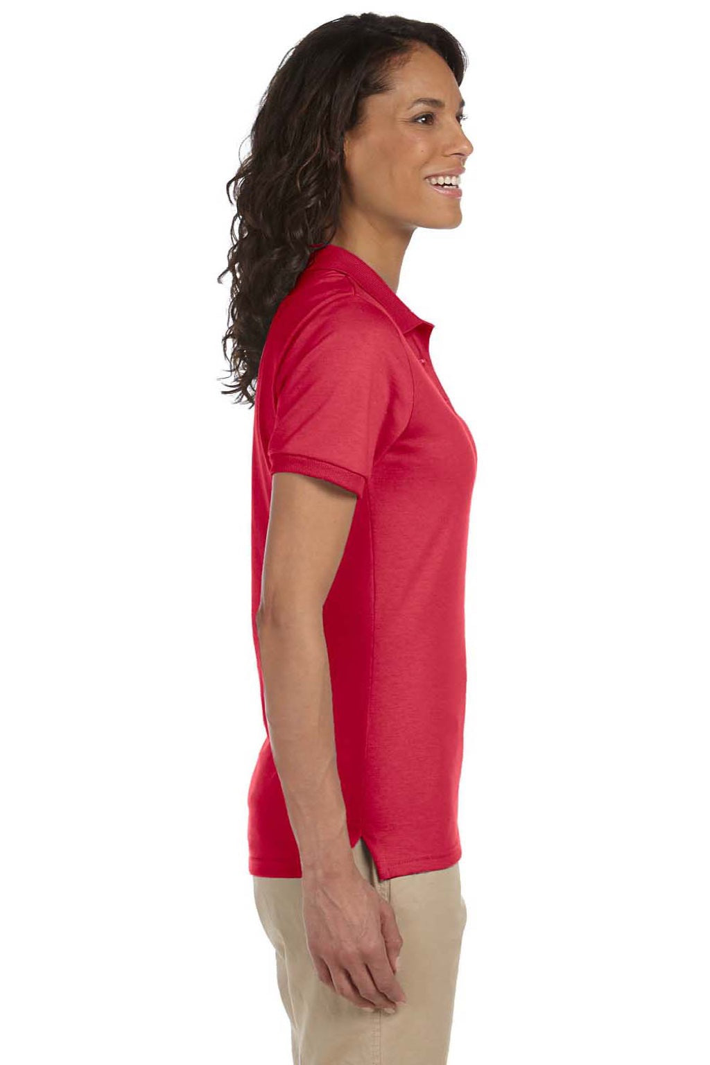 Jerzees 437WR Womens SpotShield Stain Resistant Short Sleeve Polo Shirt True Red Model Side