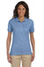Jerzees 437WR Womens SpotShield Stain Resistant Short Sleeve Polo Shirt Light Blue Model Front