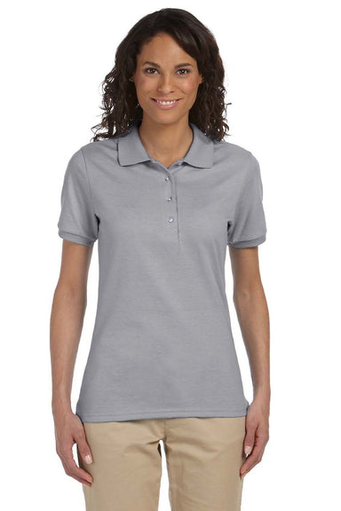 Jerzees 437WR Womens SpotShield Stain Resistant Short Sleeve Polo Shirt Oxford Grey Model Front