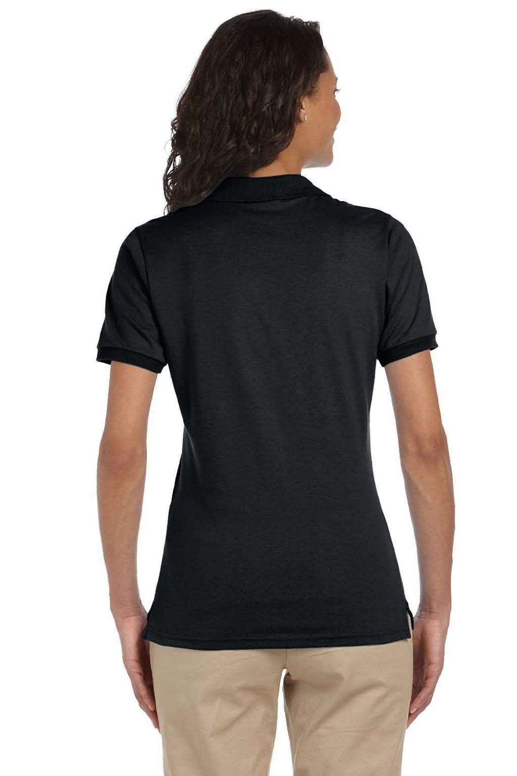 Jerzees 437WR Womens SpotShield Stain Resistant Short Sleeve Polo Shirt Black Model Back