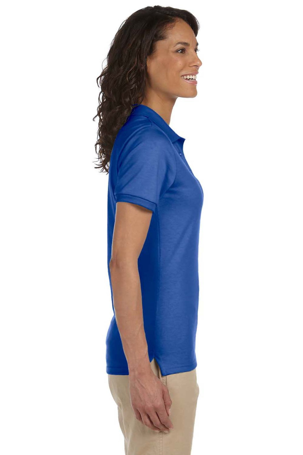 Jerzees 437WR Womens SpotShield Stain Resistant Short Sleeve Polo Shirt Royal Blue Model Side