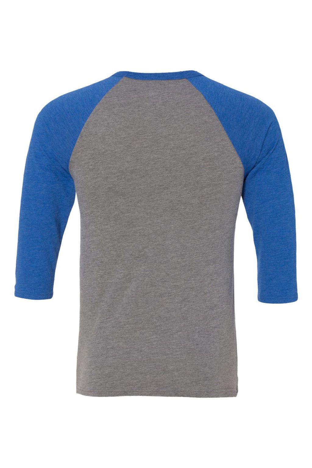 Bella + Canvas BC3200/3200 Mens 3/4 Sleeve Crewneck T-Shirt Grey/True Royal Blue Flat Back