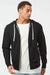 Independent Trading Company PRM90HTZ Mens French Terry Full Zip Hooded Sweatshirt Hoodie w/ Pockets Black Model Front