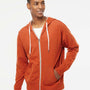 Independent Trading Co. Mens French Terry Full Zip Hooded Sweatshirt Hoodie - Heather Burnt Orange - NEW
