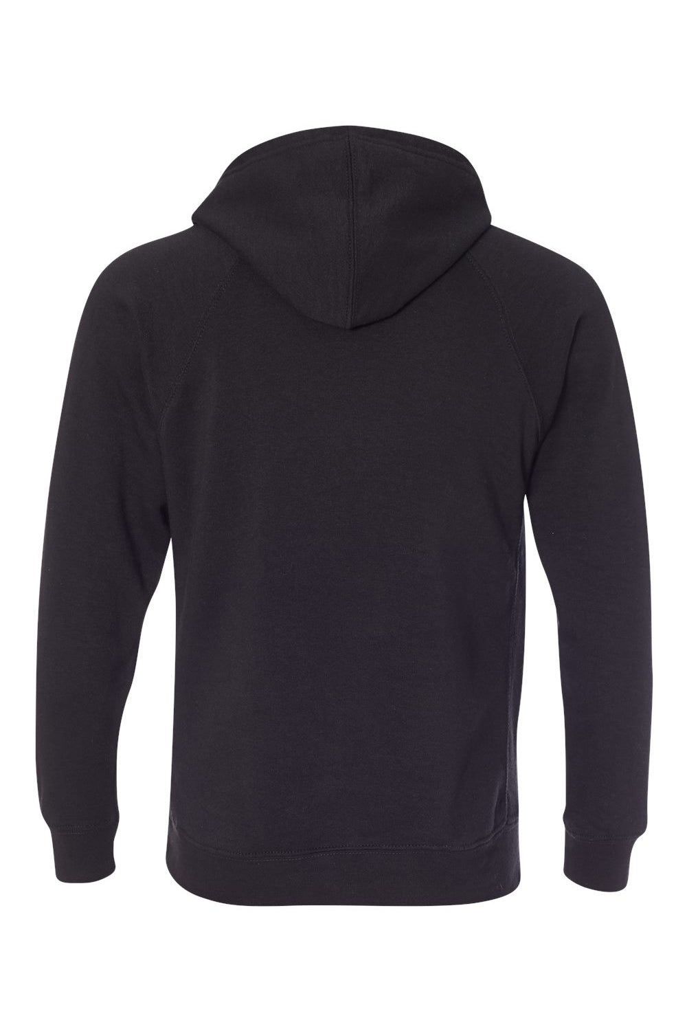 Independent Trading Company PRM33SBP Mens Special Blend Raglan Hooded Sweatshirt Hoodie w/ Pouch Pocket Black Flat Back