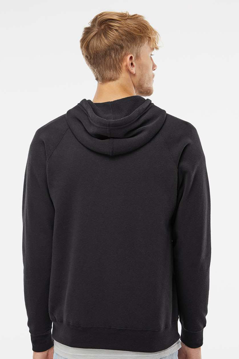 Independent Trading Company PRM33SBP Mens Special Blend Raglan Hooded Sweatshirt Hoodie w/ Pouch Pocket Black Model Back