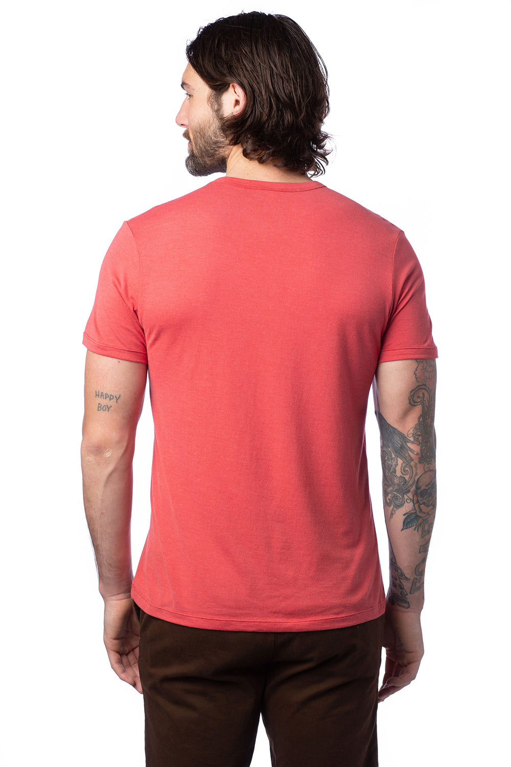 Alternative 4400HM Mens Modal Short Sleeve Crewneck T-Shirt Faded Red Model Back