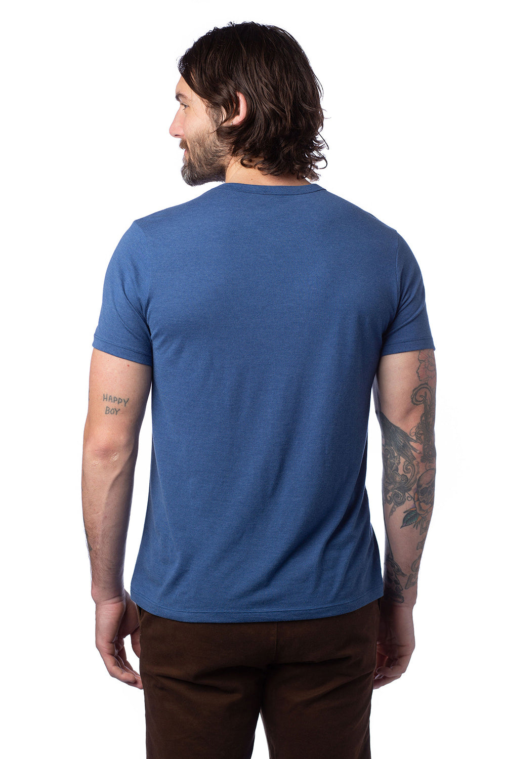 Alternative 4400HM Mens Modal Short Sleeve Crewneck T-Shirt Heritage Royal Blue Model Back