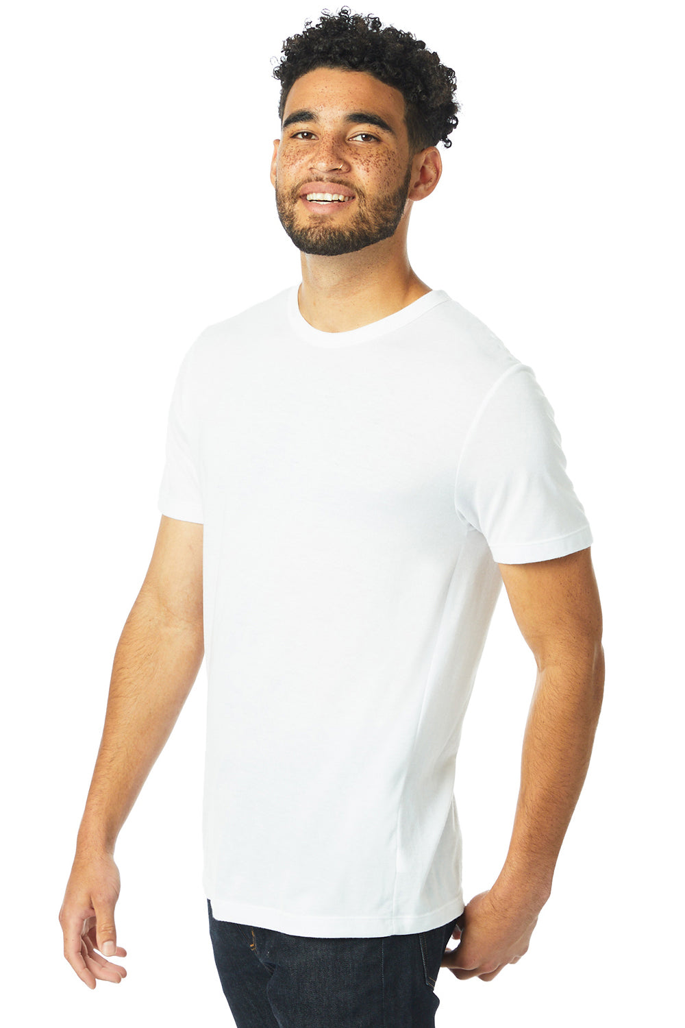 Alternative 4400HM Mens Modal Short Sleeve Crewneck T-Shirt White Model 3Q