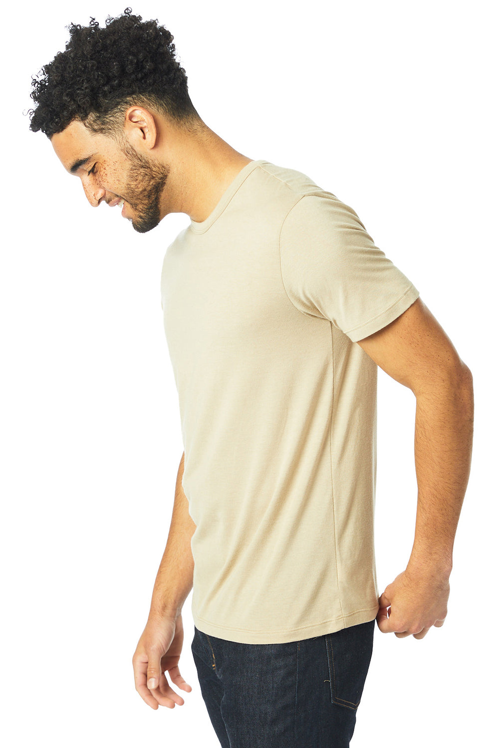Alternative 4400HM Mens Modal Short Sleeve Crewneck T-Shirt Desert Tan Model Side