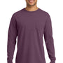 Comfort Colors Mens Long Sleeve Crewneck T-Shirt w/ Pocket - Berry Purple