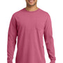 Comfort Colors Mens Long Sleeve Crewneck T-Shirt w/ Pocket - Crunchberry Pink