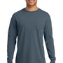 Comfort Colors Mens Long Sleeve Crewneck T-Shirt w/ Pocket - Denim Blue