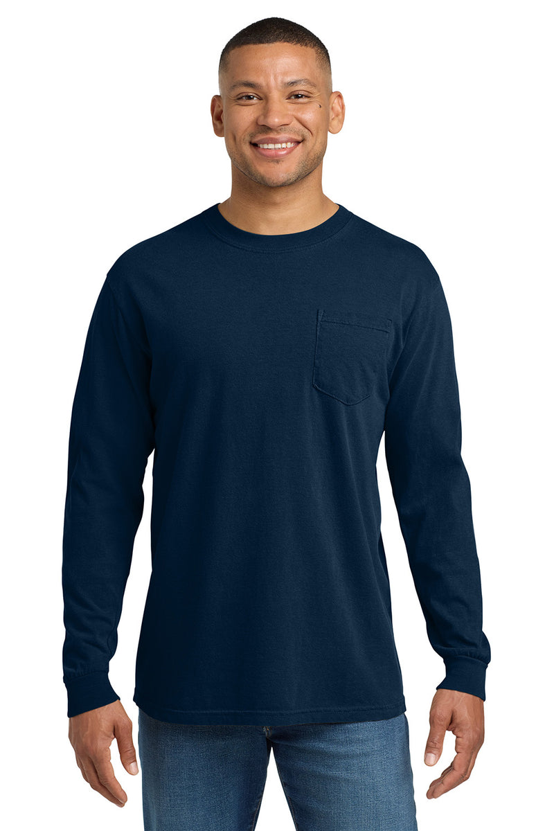 Comfort Colors 4410 Mens True Navy Blue Long Sleeve Crewneck T