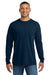 Comfort Colors 4410/C4410 Mens Long Sleeve Crewneck T-Shirt w/ Pocket True Navy Blue Model Front