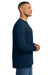 Comfort Colors 4410/C4410 Mens Long Sleeve Crewneck T-Shirt w/ Pocket True Navy Blue Model Side