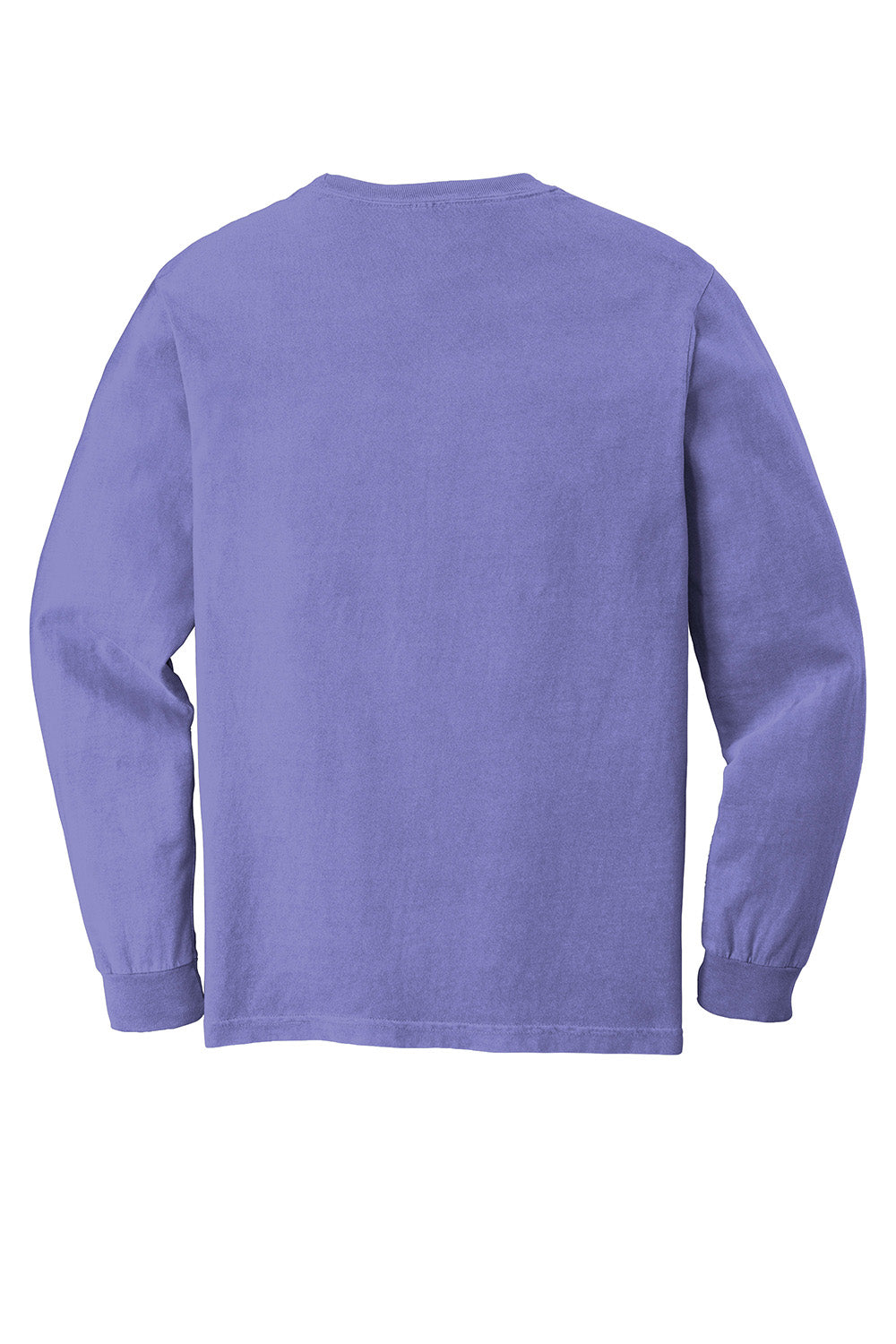Comfort Colors 4410/C4410 Mens Long Sleeve Crewneck T-Shirt w/ Pocket Violet Purple Flat Back