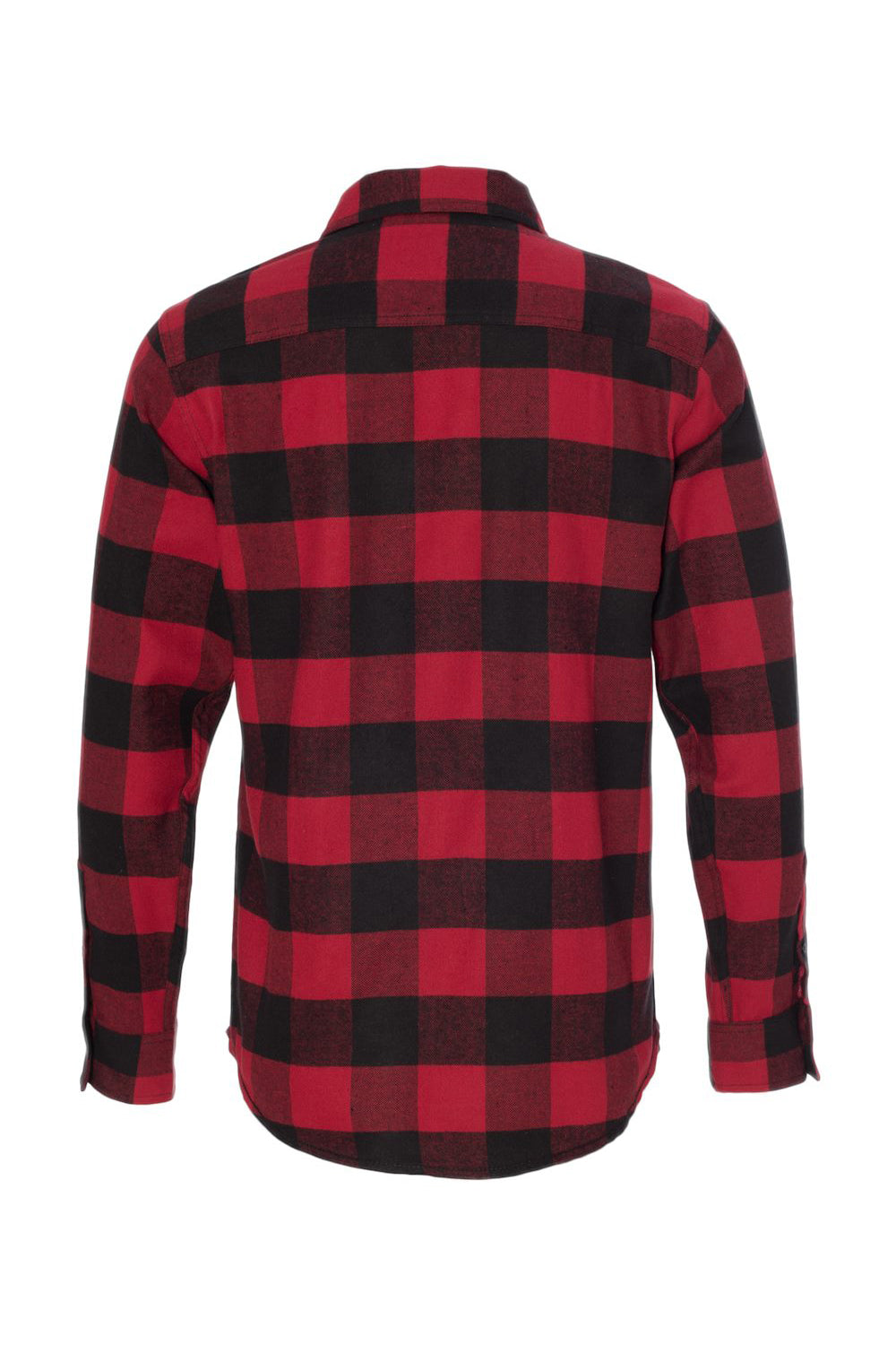 Burnside B8210/8210 Mens Flannel Long Sleeve Button Down Shirt w/ Double Pockets Red/Black Flat Back