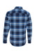 Burnside B8210/8210 Mens Flannel Long Sleeve Button Down Shirt w/ Double Pockets Blue/White Flat Back
