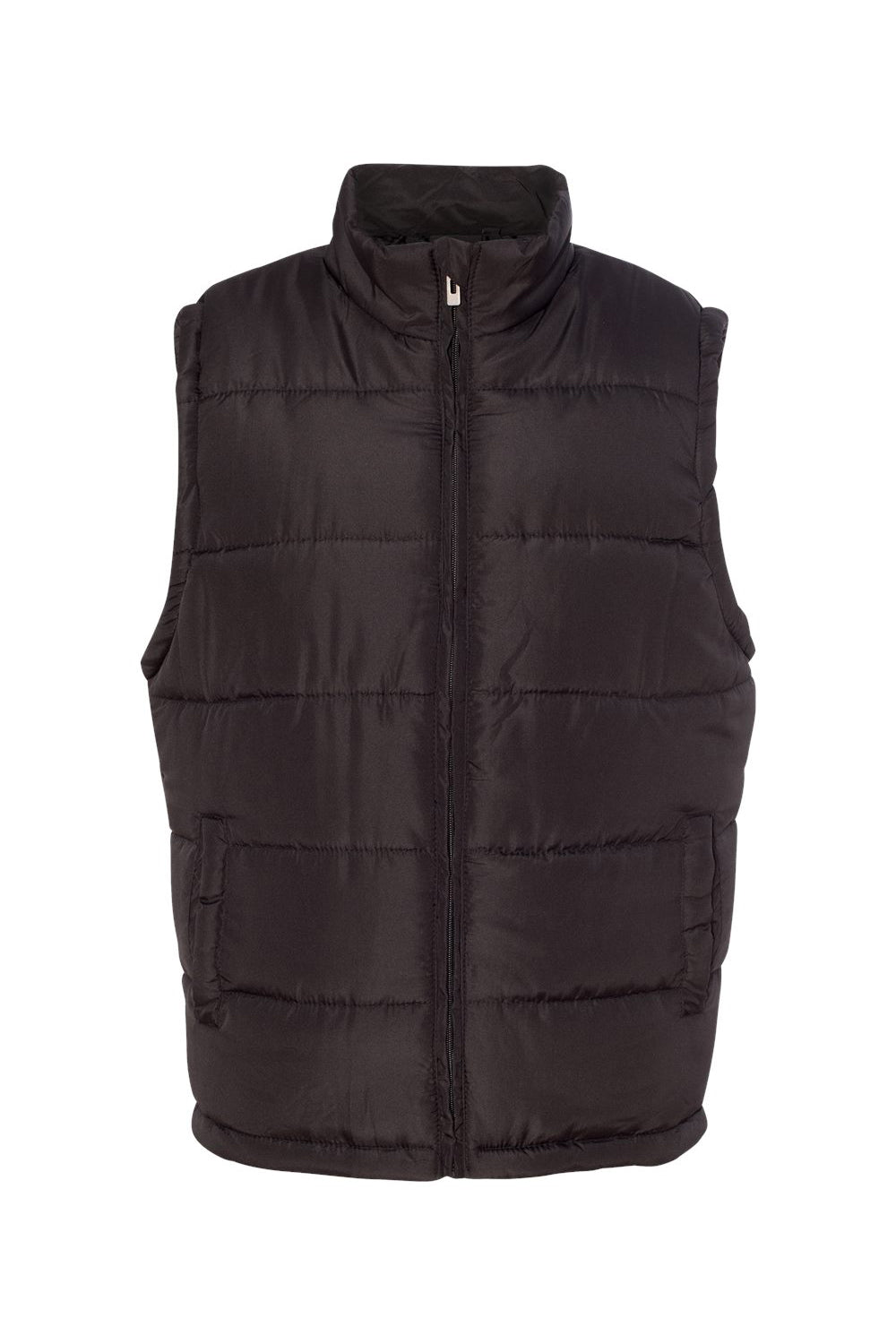 Burnside 8700 Mens Full Zip Puffer Vest Black Flat Front