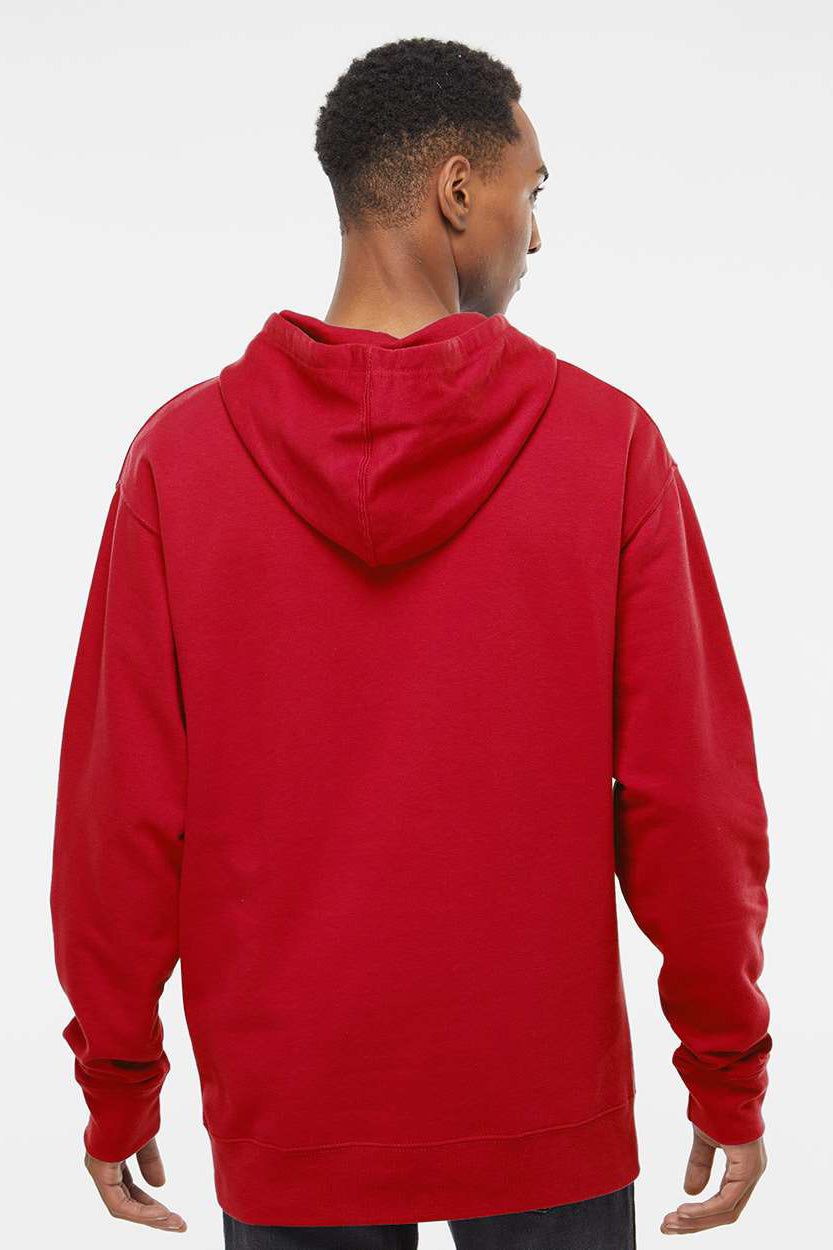 Independent Trading Company SS4500 Mens Hooded Sweatshirt Hoodie w/ Pouch Pocket Red Model Back