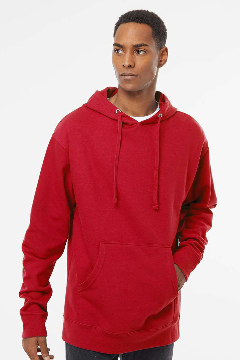 Independent Trading Company SS4500 Mens Hooded Sweatshirt Hoodie w/ Pouch Pocket Red Model Front