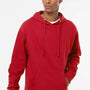 Independent Trading Company Mens Hooded Sweatshirt Hoodie w/ Pouch Pocket - Red