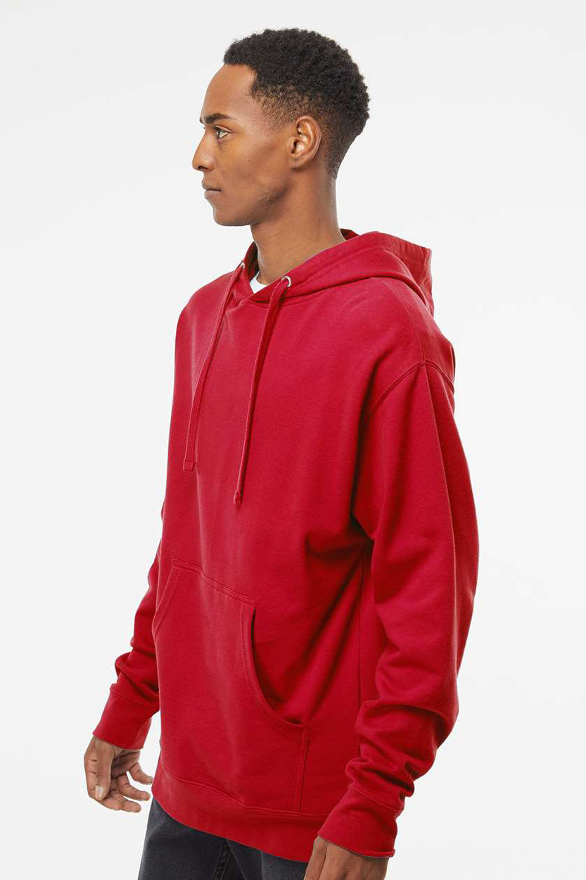 Independent Trading Company SS4500 Mens Hooded Sweatshirt Hoodie w/ Pouch Pocket Red Model Side