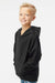 Independent Trading Company SS4001Y Youth Hooded Sweatshirt Hoodie w/ Pouch Pocket Black Model Side