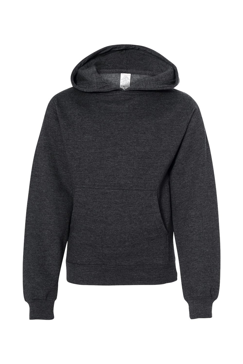 Independent Trading Company SS4001Y Youth Hooded Sweatshirt Hoodie w/ Pouch Pocket Heather Charcoal Grey Flat Front