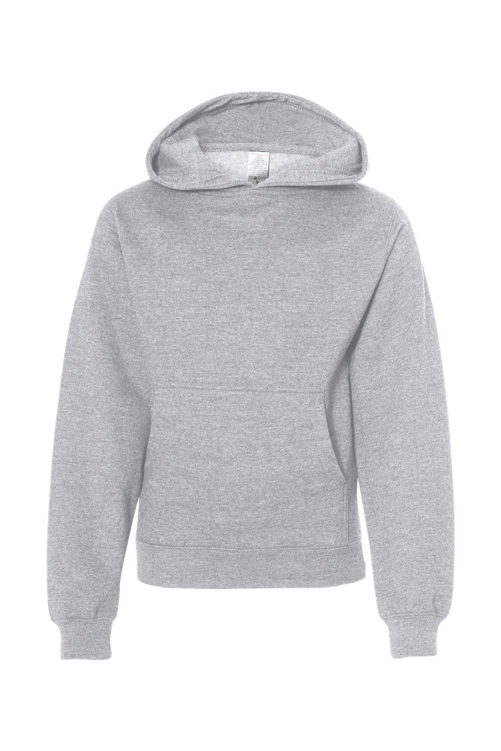 Independent Trading Company SS4001Y Youth Hooded Sweatshirt Hoodie w/ Pouch Pocket Heather Grey Flat Front