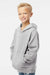 Independent Trading Company SS4001Y Youth Hooded Sweatshirt Hoodie w/ Pouch Pocket Heather Grey Model Side